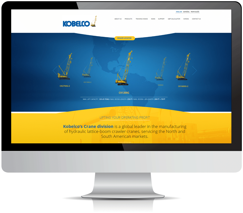 kobelco crane website design